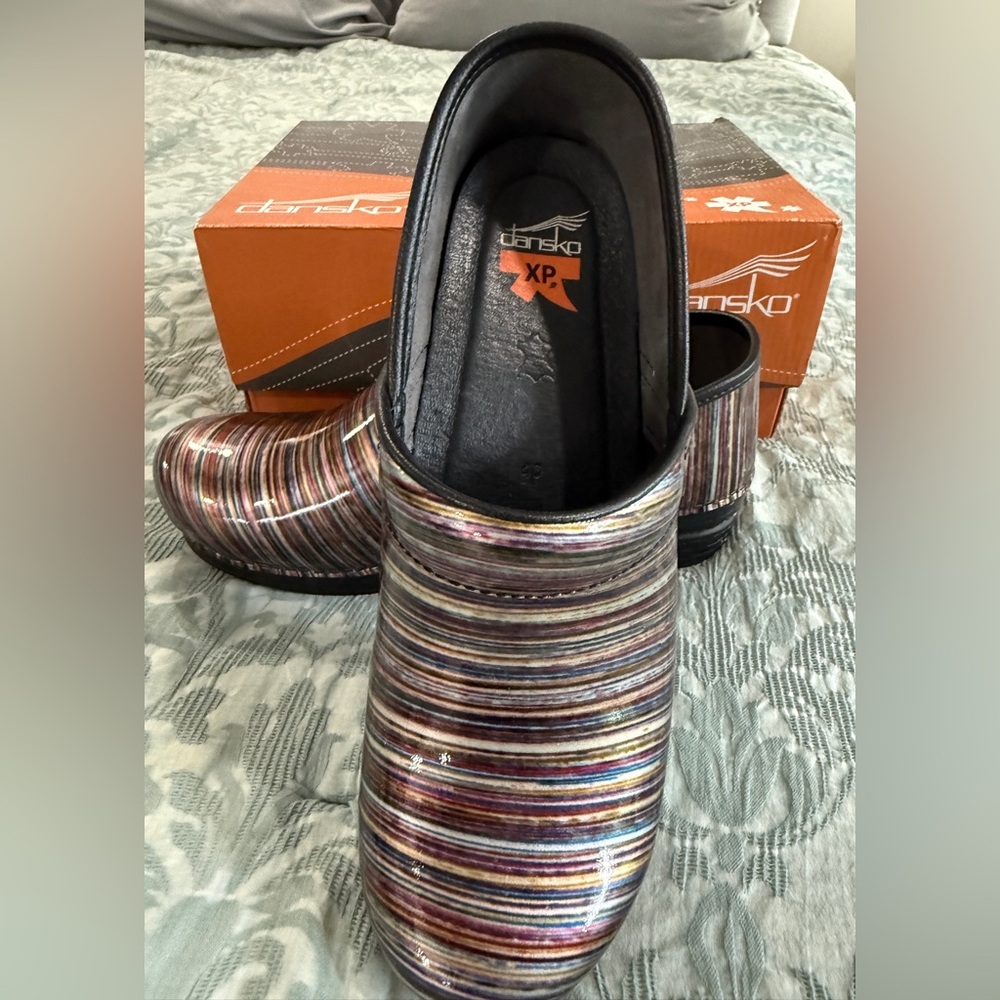 Dansko Pro XP Striped Patent Leather Clogs